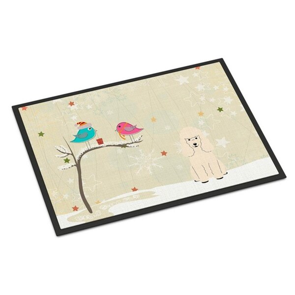 Jensendistributionservices Christmas Presents Between Friends Poodle White Indoor or Outdoor Mat, 18 x 0.25 x 27 in. MI2549663 - main